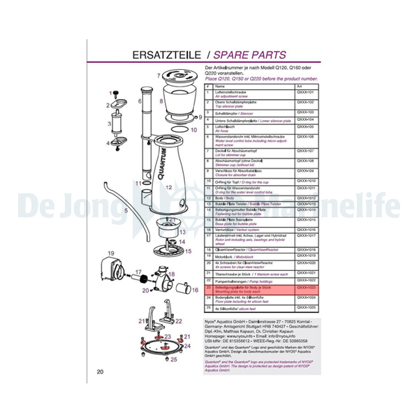 Mounting plate for body per piece for Q160 | S
